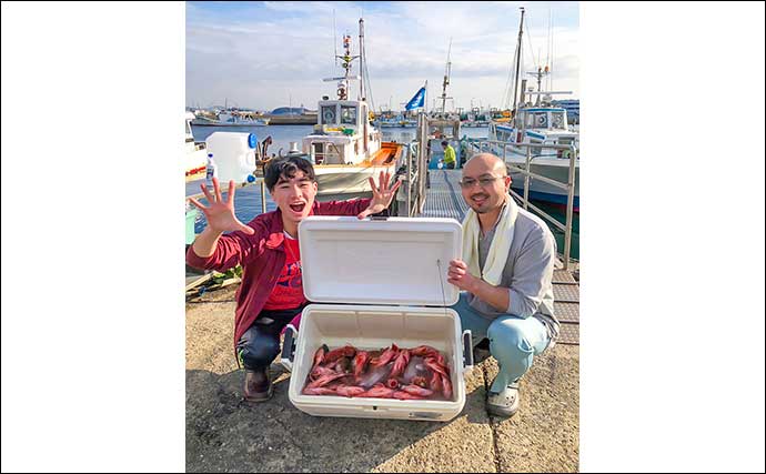 船での冬カサゴ釣りで27cm頭に35匹【愛知・すずえい丸】胴付き仕掛けでゲット