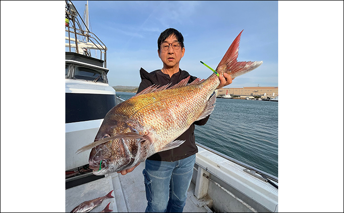 【沖のルアー最新釣果】タイラバ釣行で6kg大型マダイ浮上（玄界灘）