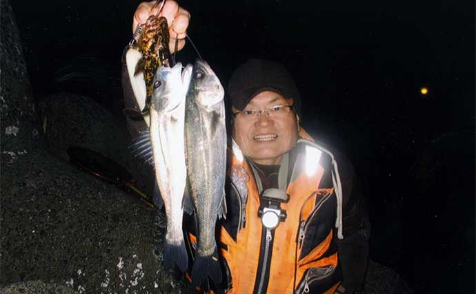 夜のウキ釣りで30cm級セイゴが連打【三重・四日市】アオイソメエサにヒット
