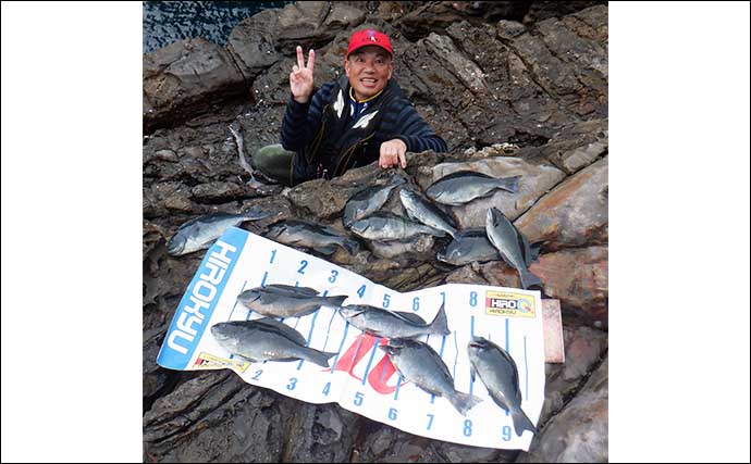 下甑島での磯フカセ釣りで40cm頭にクロ（メジナ）13尾【鹿児島】エサ取りに苦戦