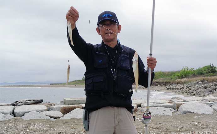 八木戸海岸での投げキス釣りで18cm筆頭に本命26匹【三重】5色半の距離で当たり集中