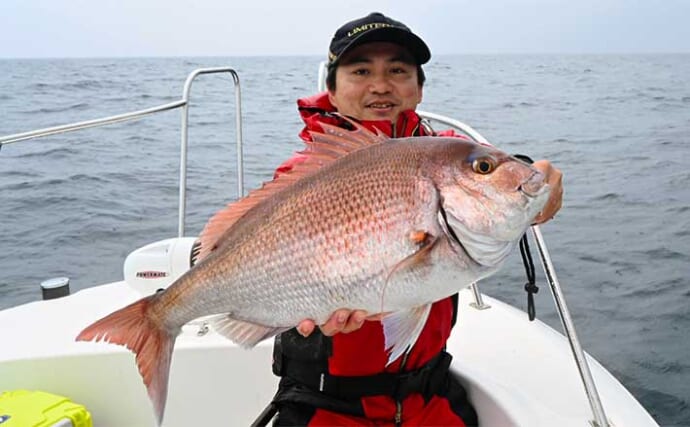 玄界灘タイラバ釣行で3kg超え筆頭にマダイ船中2桁釣果と好調【福岡】