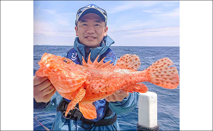 中深海釣りでオニカサゴ5匹にアヤメカサゴ7匹をキャッチ【三重・大宏丸】