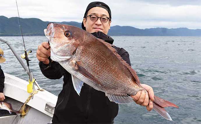 鷹巣沖タイラバ釣行で良型マダイ好捕【福井】軽いヘッドでの長距離戦が奏功