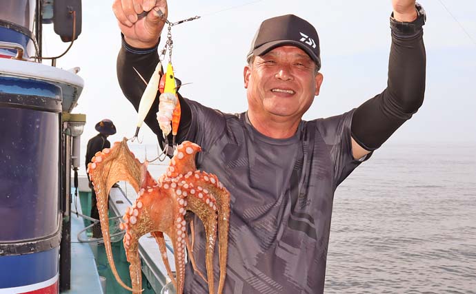 日立沖エギタコ釣りで良型マダコ連発【茨城・釣友丸】数と型どちらも期待できる好シーズン