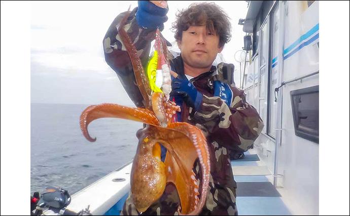 鹿島沖エギタコ釣りで船中全員安打【茨城・幸栄丸】良型中心で好土産に