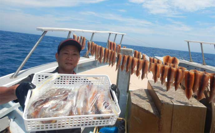 【船釣り釣果速報】エギタコ釣りで船中マダコ57匹と絶好調（愛知）