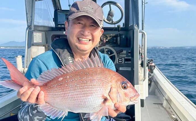 芦屋沖タイラバ釣行で50cm級頭にマダイ連打【福岡】好ゲストにマハタとヒラメ