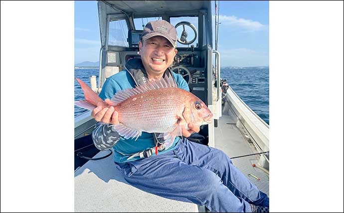 芦屋沖タイラバ釣行で50cm級頭にマダイ連打【福岡】好ゲストにマハタとヒラメ