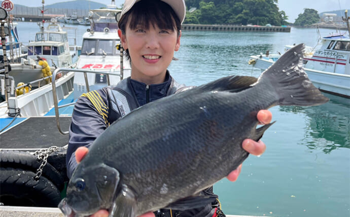 沖磯フカセ釣りで40cm超イサキとクロ手中【長崎・宮之浦】クロキツネザルのお陰？