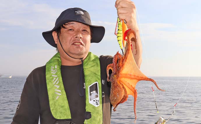 日立沖エギタコ釣りで良型マダコ連発【茨城・釣友丸】数と型どちらも期待できる好シーズン