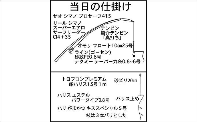 堀切海岸での投げ釣りで20cm頭にシロギス好捕【愛知】数は今後の本格期に期待