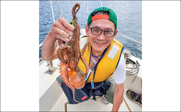 東京湾エギタコ釣りでマダコ3尾キャッチ【千葉・林遊船】シンプルな仕掛けに軍配