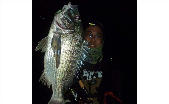 浜名湖ナイトチニング釣行で30cm級頭に3匹キャッチ　プラグルアーにヒット