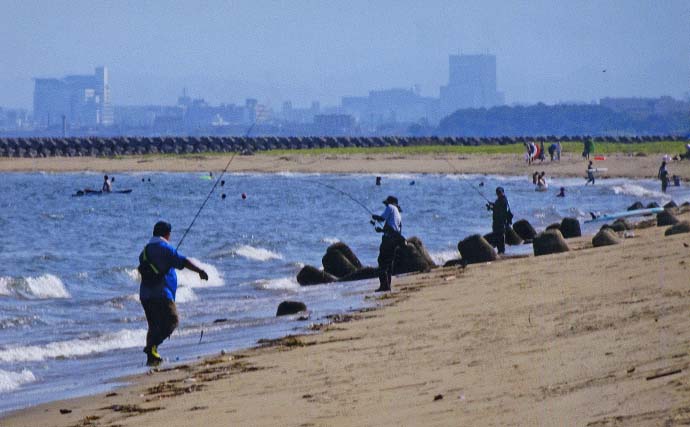 千里海岸での投げ釣りで18cm頭にシロギス30匹【三重】午後帯だけでキャッチ