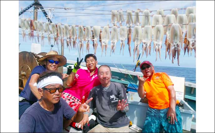 【船釣り釣果速報】スルメイカ釣り好調で船上に沖干しズラリ！（愛知）