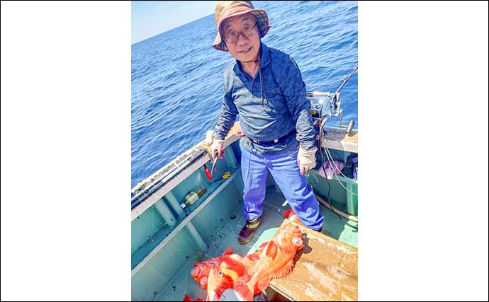 遠州灘での深海（深場）釣りでキンメダイ19匹とアコウダイ7匹を快釣！【静岡】