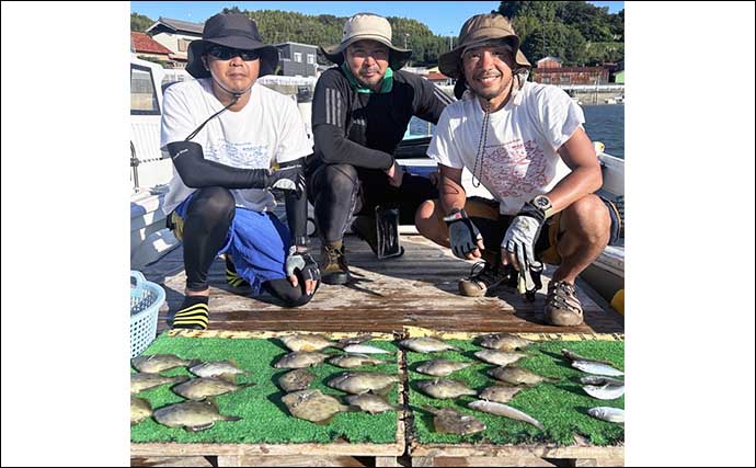 【船釣り釣果速報】カワハギ便でヒガンフグ交じりで良型本命を好捕！（愛知）