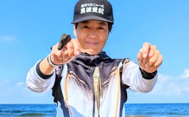 砂浜でのキス投げ釣りでシロギス100匹超えと絶好調【石川・千里浜なぎさドライブウェイ】