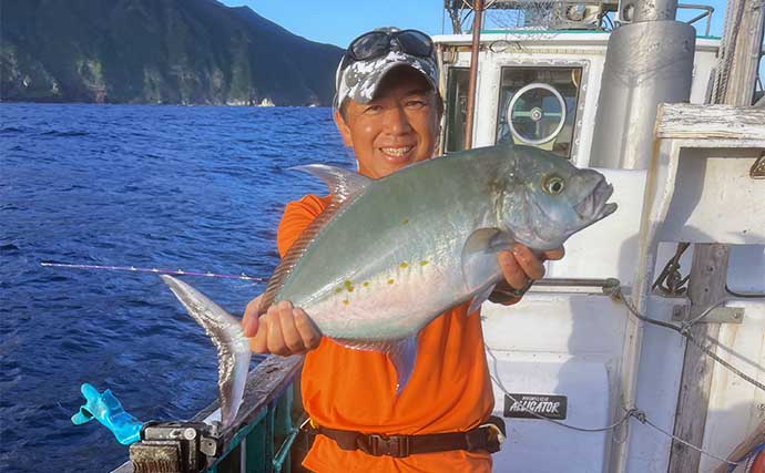 「八丈島」遠征釣行で良型カンパチ全員安打に5kg超えオナガダイなど充実釣果【アサギク】