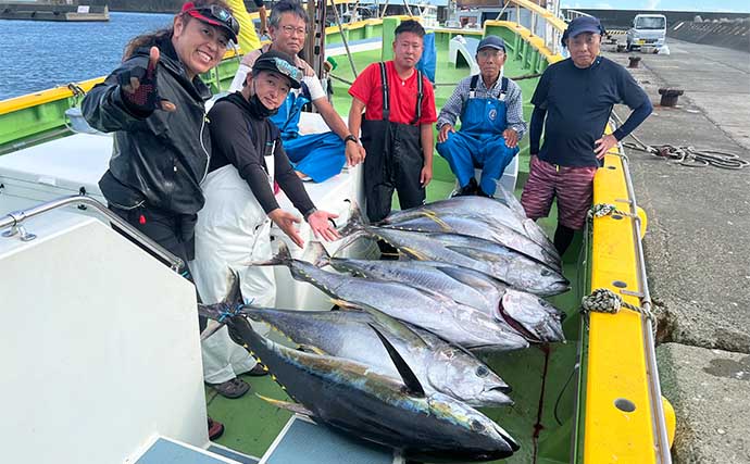 「相模湾キハダマグロ釣り絶好調で入門チャンス！」コマセ釣りで30kg級が船中9ヒット7キャッチ【神奈川・ちがさき丸】