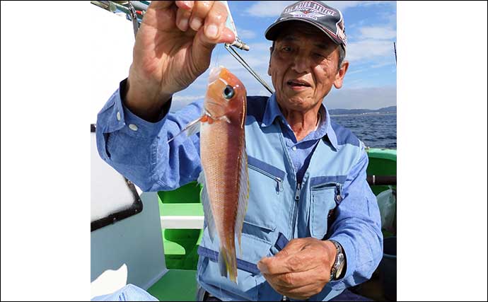 相模湾アマダイ釣りで35cm級頭に本命を好捕【神奈川・ちがさき丸】好ゲストにオニカサゴやアラ