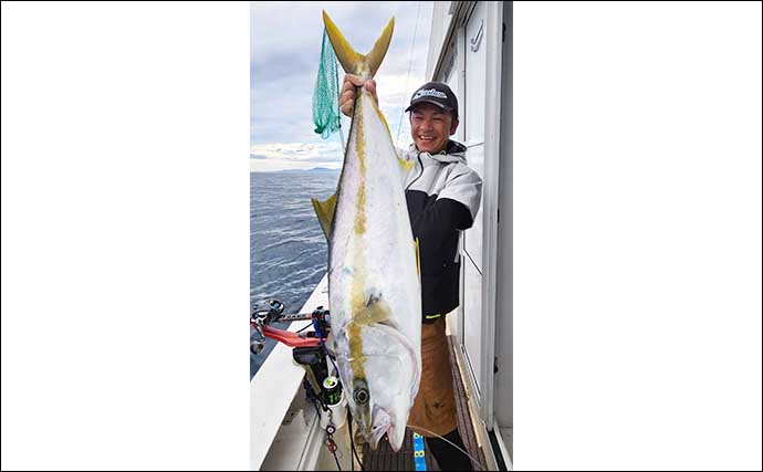 船での「落とし込み釣り」で7.2kg96cmヒラマサが堂々浮上！【佐賀・海香丸】