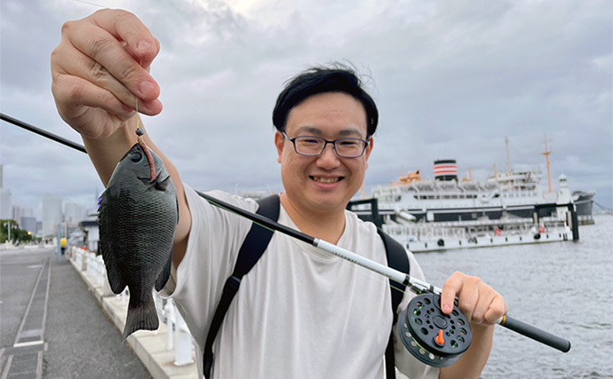 横浜の観光名所『山下公園』でヘチ（落とし込み）釣りしたらメジナが釣れた！