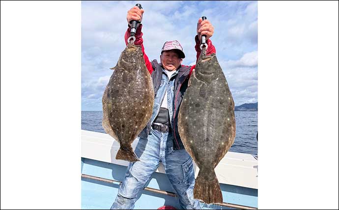 【船のエサ釣り釣果速報】響灘の近海泳がせ釣りで5kg級良型ヒラメ浮上！（福岡）