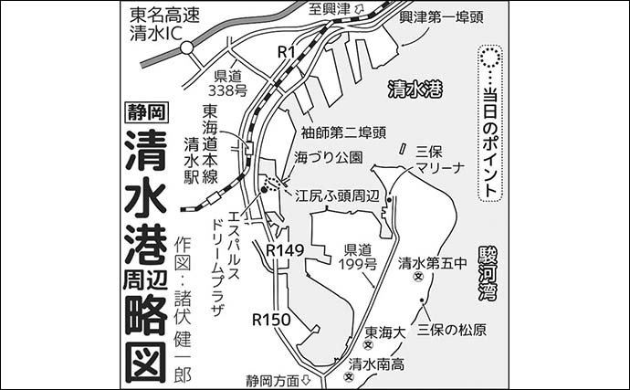 清水港で投げキス釣り満喫【静岡】江尻岸壁でゲストを避けつつ本命5尾をキャッチ