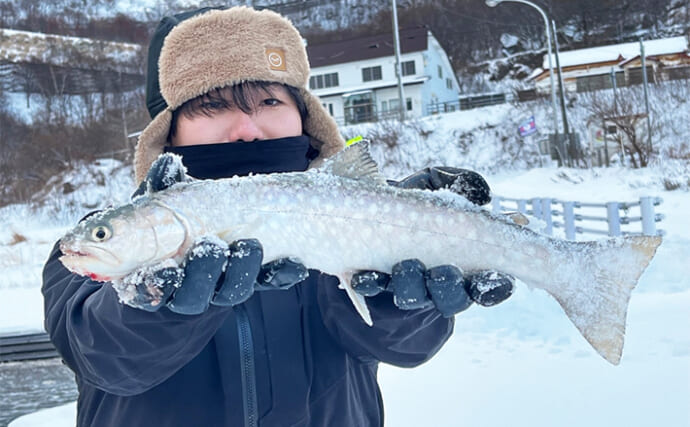 真冬の日本海の漁港でロックフィッシュゲームに挑戦【北海道】アイナメ不発もアメマス手中