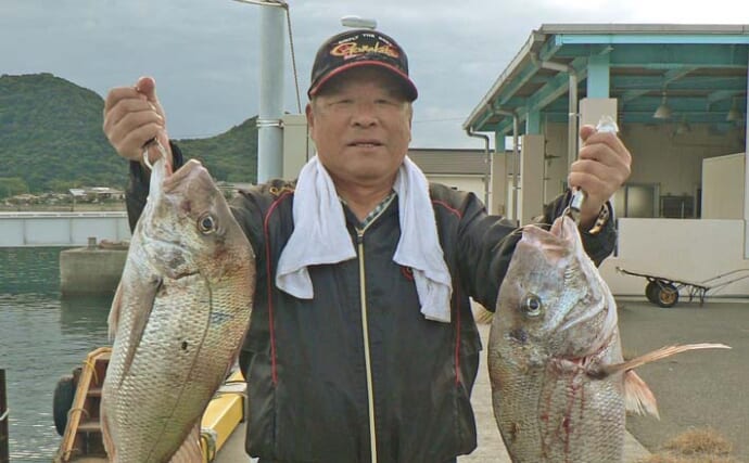 磯フカセ釣りで81cm筆頭に大型マダイ連続キャッチに成功！【山口・ホウジロ島】