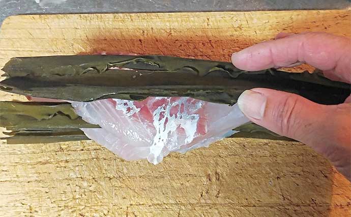 釣魚で作る「手抜き」レシピ：大ダイの昆布絞め　冷蔵庫放置でOK