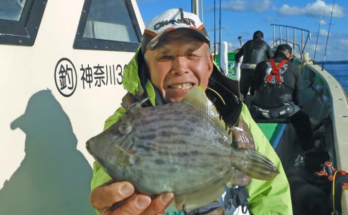 船カワハギ釣りで24cm良型ゲット【茅ヶ崎・まごうの丸】深場の小さなアタリを攻略して連発