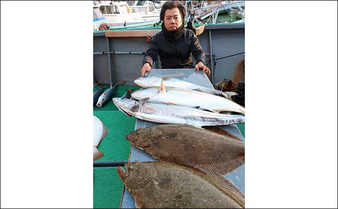 【福岡の船釣り釣果速報】玄界灘の落とし込み釣りで座布団サイズのヒラメにサワラ！