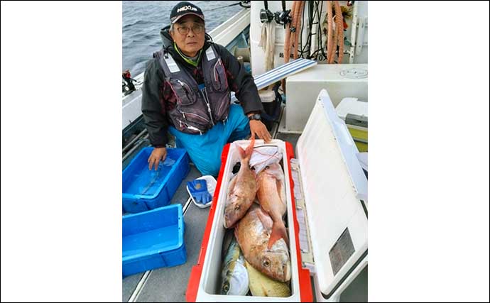 【船釣り釣果速報】エビラバで4kg級を筆頭に良型マダイ複数安打（福岡）