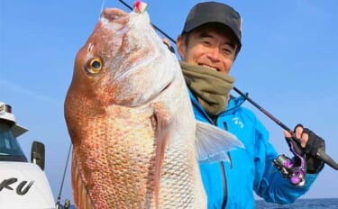 ひとつテンヤ釣りで5kg級マダイが浮上！【福岡・四季丸】好ゲストにヤズ…