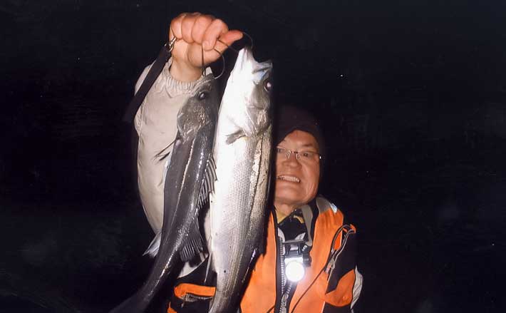夜のウキ釣りで54cmマダカ（スズキ）をキャッチ成功！【三重・霞ケ浦