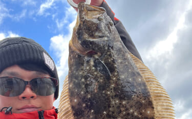 船でのイワシ泳がせ釣りで70cm超え大型ヒラメにブリを手中【愛知・明神…