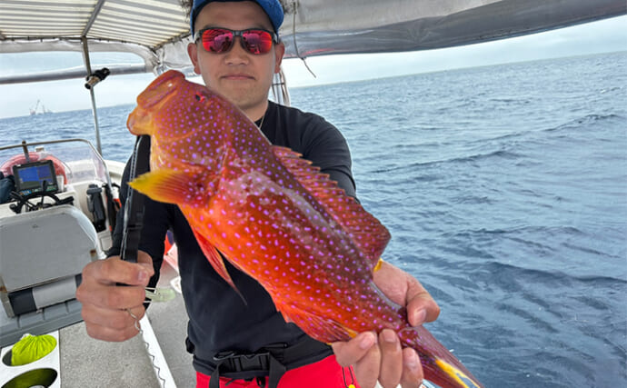 石垣島でファミリーフィッシング満喫【沖縄】船の泳がせ釣りでミーバイ（ハタ類）を好捕！