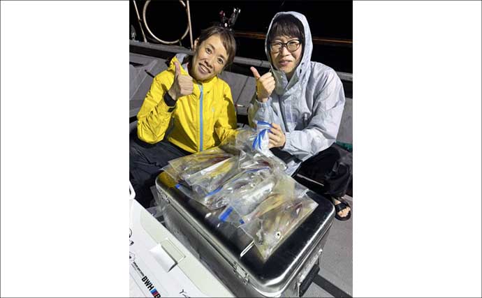 【沖釣り釣果速報】夜焚きイカ最盛期突入！　胴突きでヤリイカ100尾超え多数（福岡）