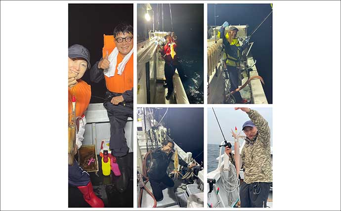 【沖釣り釣果速報】夜焚きイカ最盛期突入！　胴突きでヤリイカ100尾超え多数（福岡）