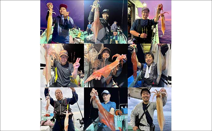 【沖釣り釣果速報】夜焚きイカ最盛期突入！　胴突きでヤリイカ100尾超え多数（福岡）