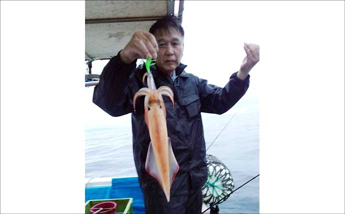【沖釣り釣果速報】夜焚きイカ最盛期突入！　胴突きでヤリイカ100尾超え多数（福岡）