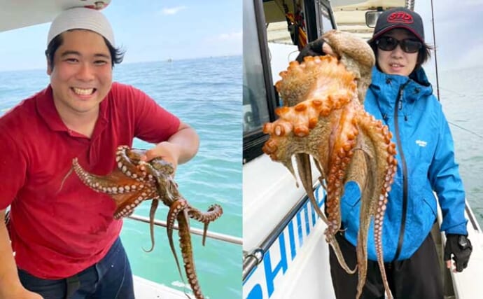 関西エリアの【船釣り特選釣果】明石沖のマダコ釣りで大玉混じりにツ抜け続々！