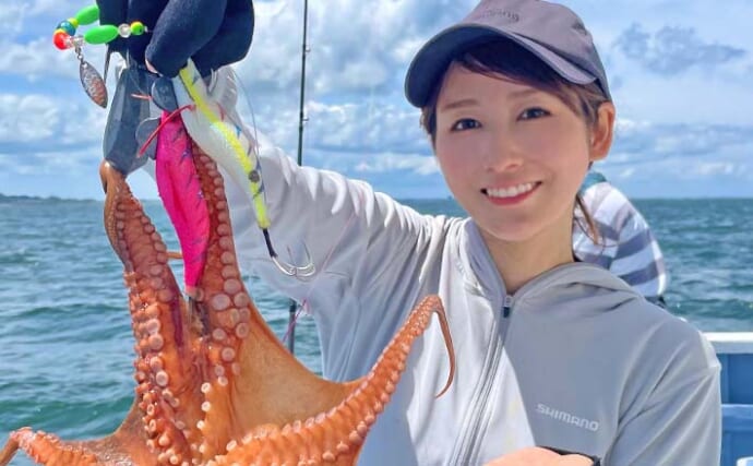 「船中で最大3kg級浮上！」大原沖のエギタコ釣りで良型マダコを続々キャッチ【千葉】