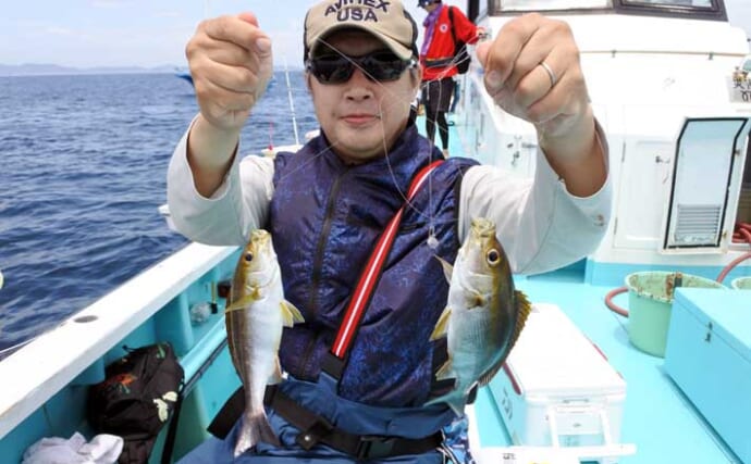 剣崎沖の船イサキ釣りで本命大漁【神奈川・一義丸】誘って掛ける攻めの釣りが奏功