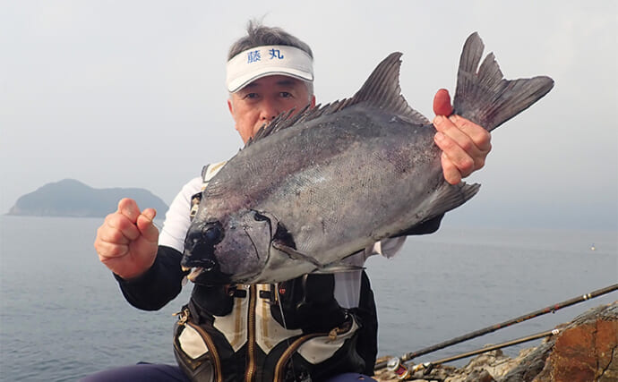 磯でのイシ物釣りで3kg超え『銀ワサ』イシダイ手中【鹿児島・上甑島】浅ダナ狙いが的中