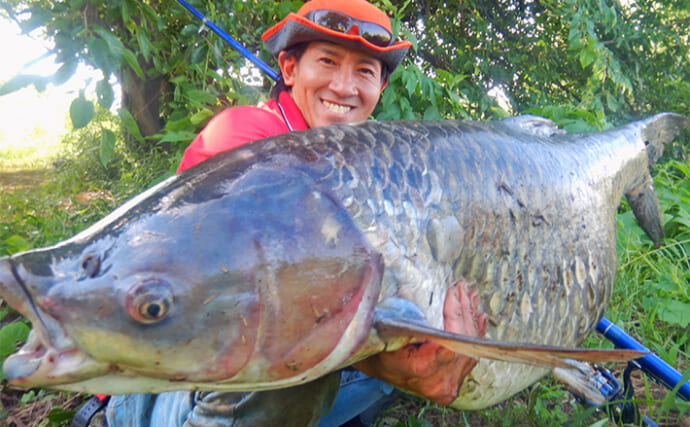 食パン流して26kg超えモンスターソウギョ浮上【埼玉・新河岸川】激アツポイントを狙い撃つ