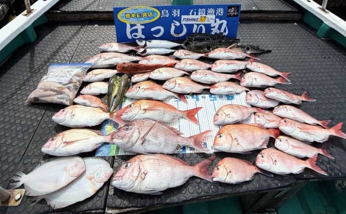 【沖のルアー釣果速報】タイラバ便でマダイ最大62cmを筆頭に船中35匹の好釣果（三重）